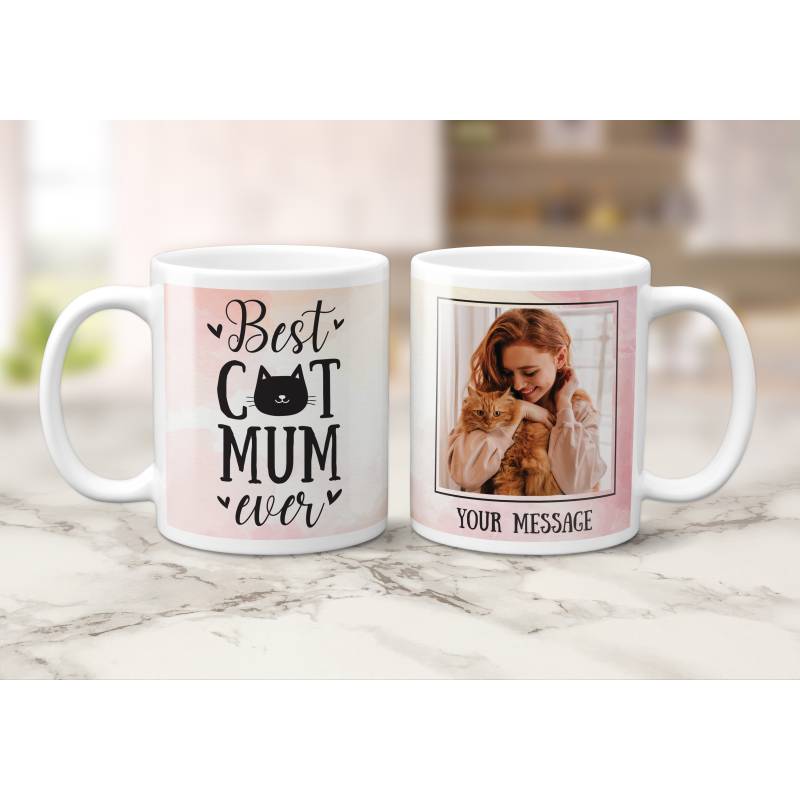 Best Cat Mum Any Photo and Message - Personalised Mug