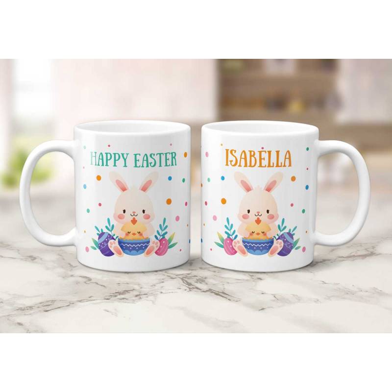 Happy Easter Any Name Bunny And Chick - Personalised Mug