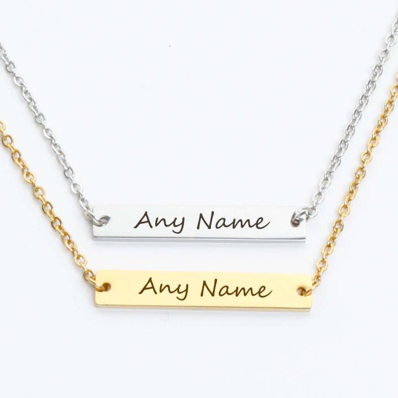 Any Name Personalised Flat Bar Necklace