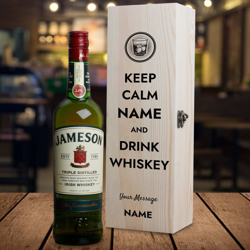 Keep Calm and Drink Whiskey - Personalised Wooden Box