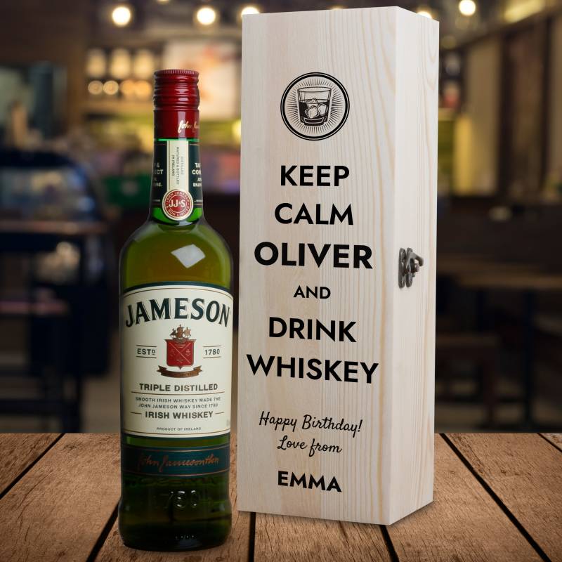 Keep Calm and Drink Whiskey - Personalised Wooden Box