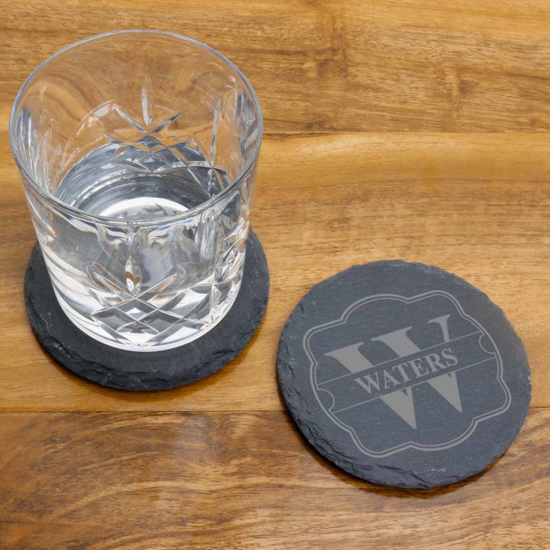 Round Slate Coasters - Surname (Set of 4)