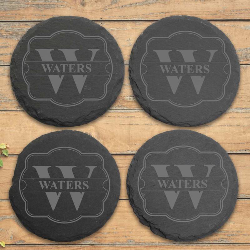 Round Slate Coasters - Surname (Set of 4)