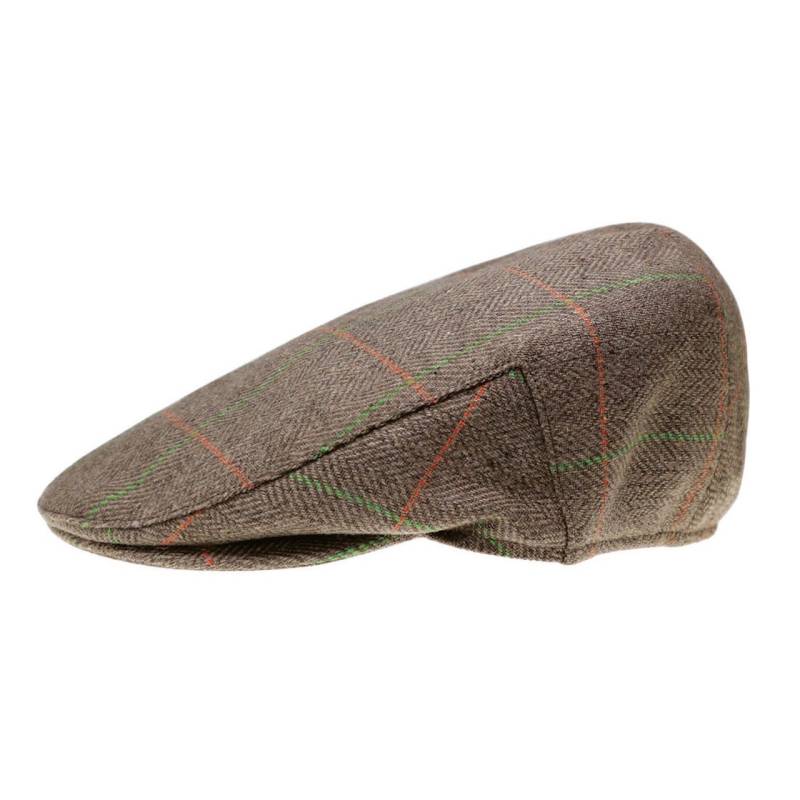 THE QUIET MAN BROWN HERRINGBONE & GRIDS FLAT CAP