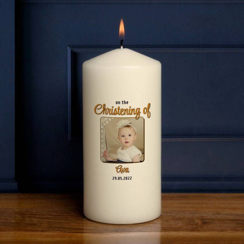 On The Christening Of Any Name And Photo - Personalised Candle