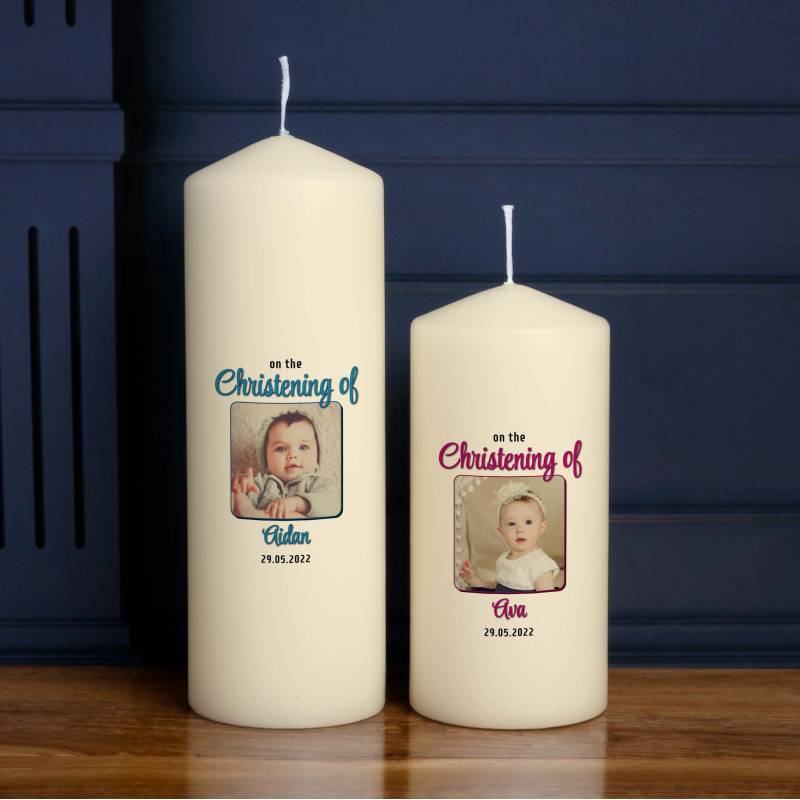 On The Christening Of Any Name And Photo - Personalised Candle