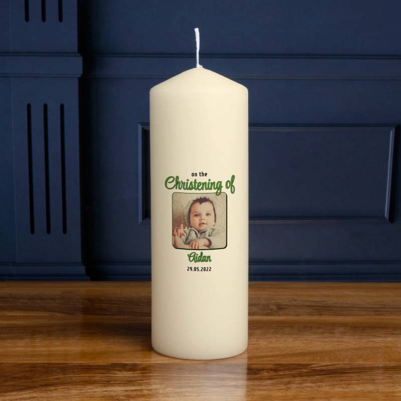 On The Christening Of Any Name And Photo - Personalised Candle