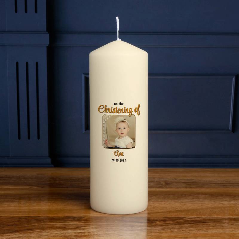 On The Christening Of Any Name And Photo - Personalised Candle