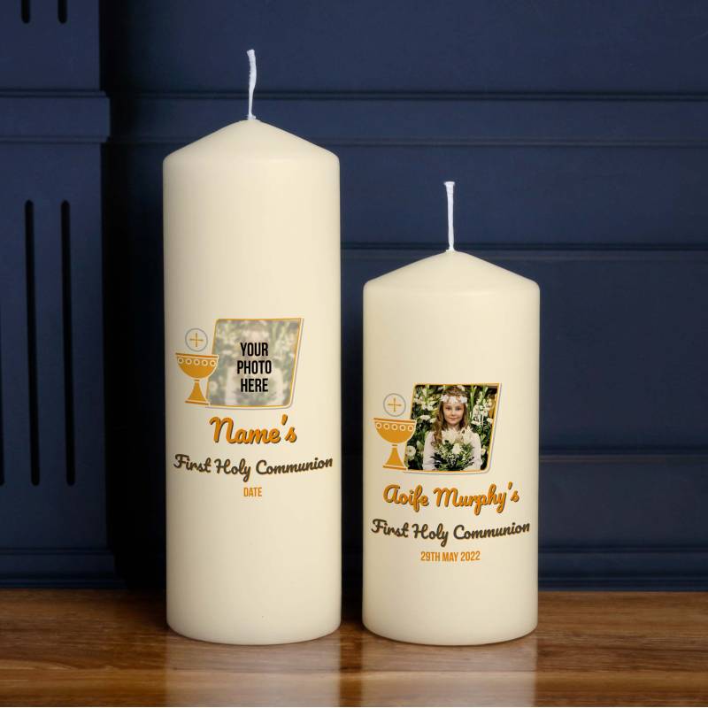 On Your First Communion Chalice Any Photo - Personalised Candle