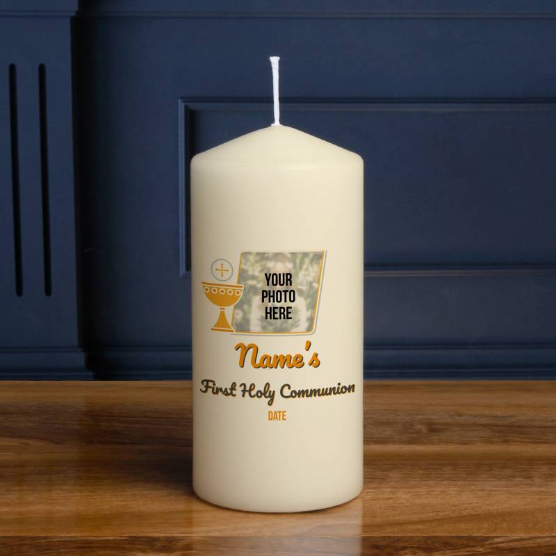 On Your First Communion Chalice Any Photo - Personalised Candle