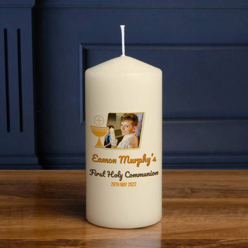 On Your First Communion Chalice Any Photo - Personalised Candle