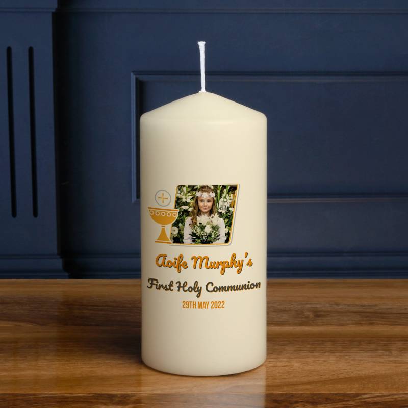 On Your First Communion Chalice Any Photo - Personalised Candle