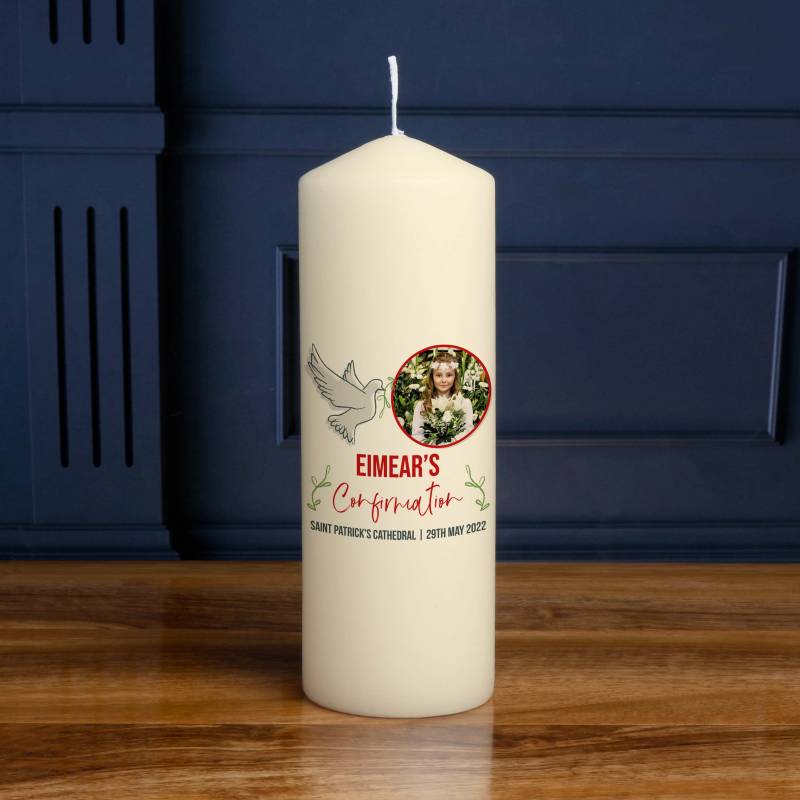 Any Name's Confirmation Dove Any Photo - Personalised Candle