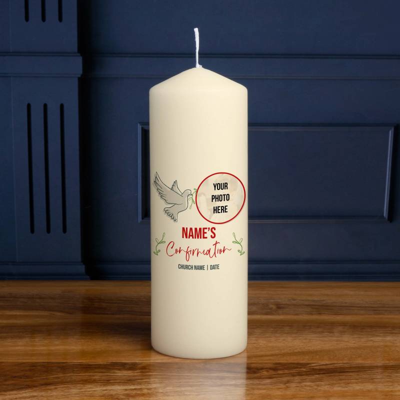 Any Name's Confirmation Dove Any Photo - Personalised Candle