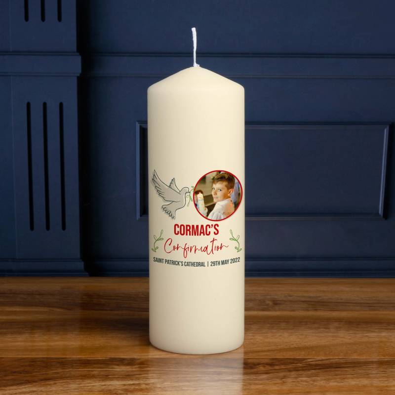 Any Name's Confirmation Dove Any Photo - Personalised Candle