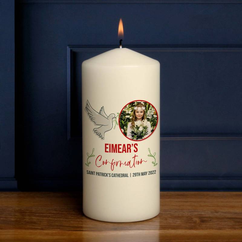 Any Name's Confirmation Dove Any Photo - Personalised Candle