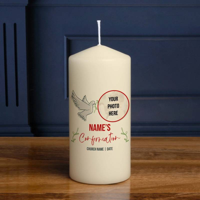 Any Name's Confirmation Dove Any Photo - Personalised Candle