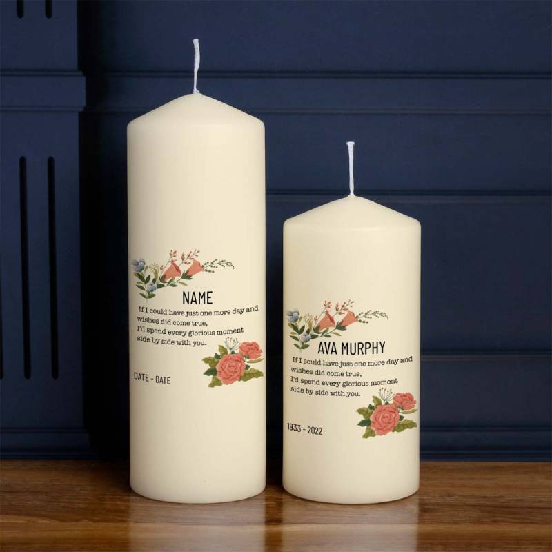 Memorial Poem Side By Side You Female - Personalised Candle