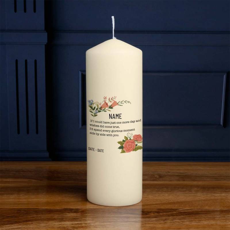 Memorial Poem Side By Side You Female - Personalised Candle