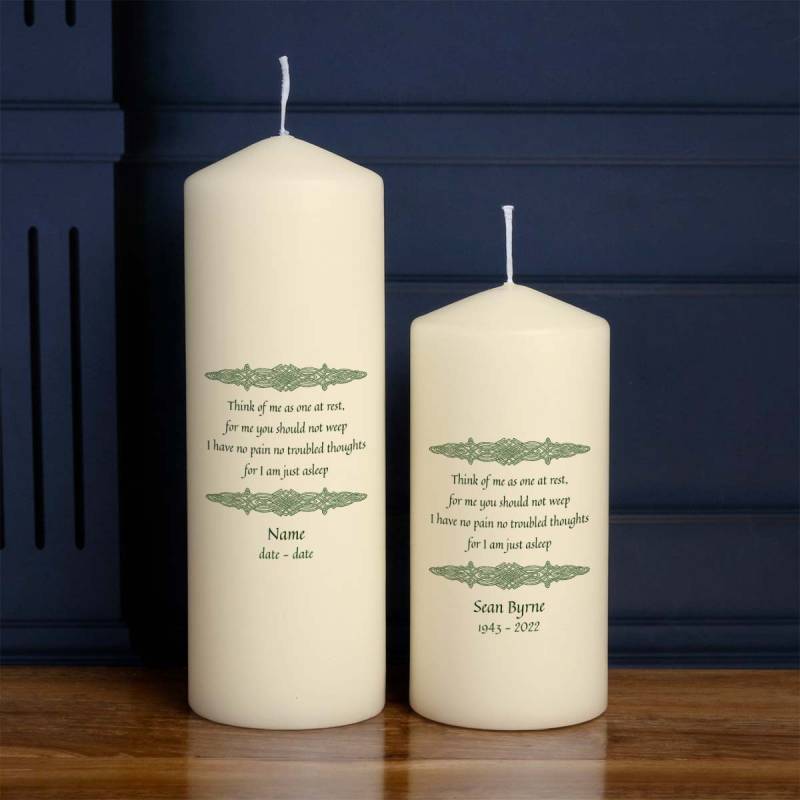 Memorial Poem For I Am Just Asleep Male - Personalised Candle