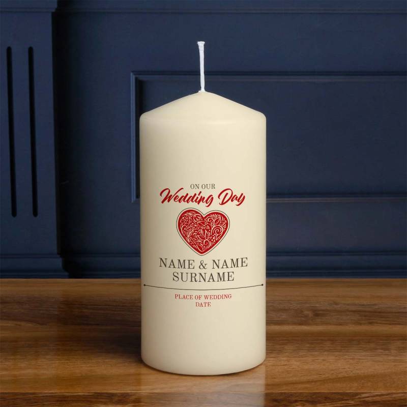 On Your Wedding Day Heart - Personalised Candle