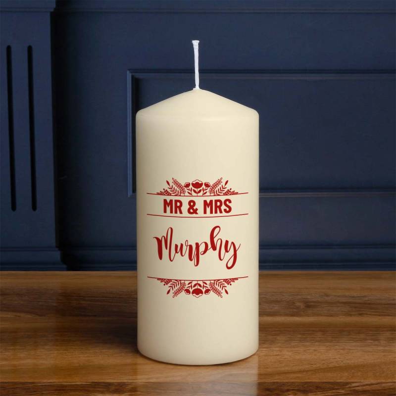 Mr And Mrs Surname - Personalised Candle