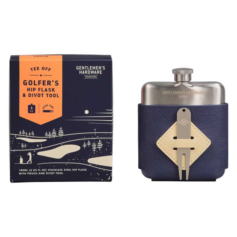 Golfer’s Hip Flask And Divot Tool Set