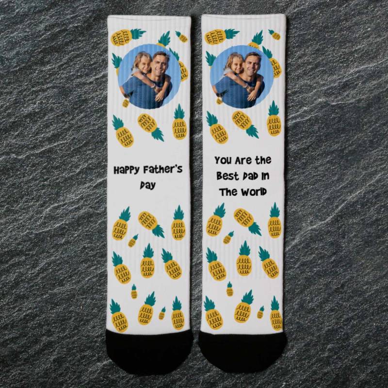 Pineapple Any Photo and Message - Personalised Socks