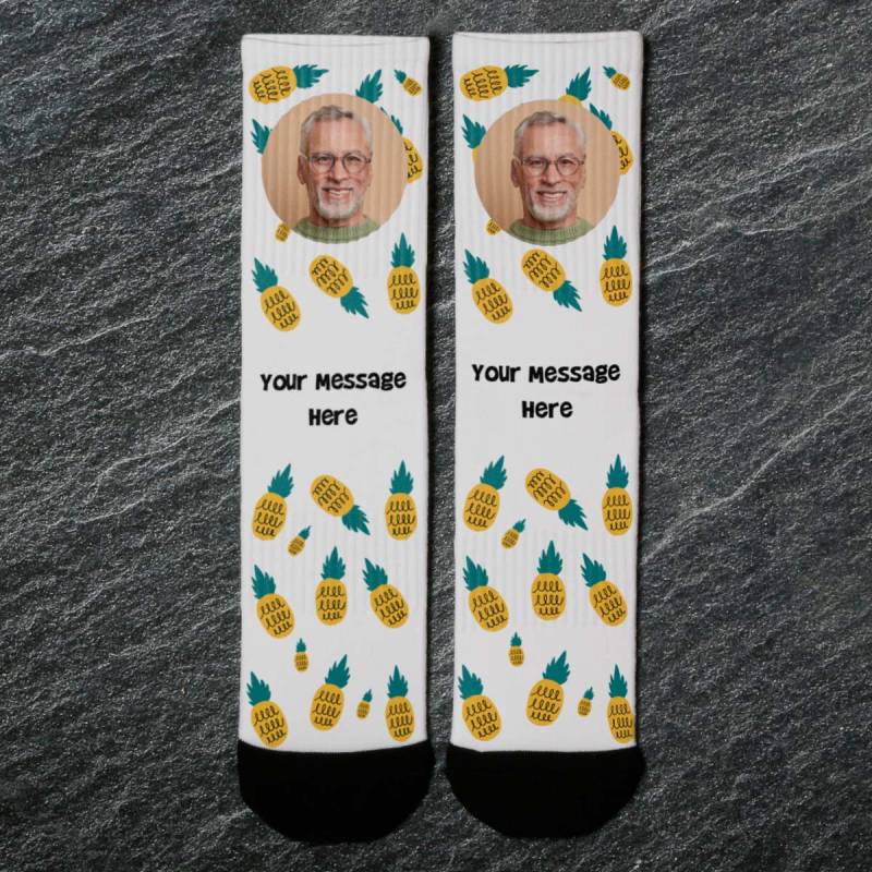 Pineapple Any Photo and Message - Personalised Socks