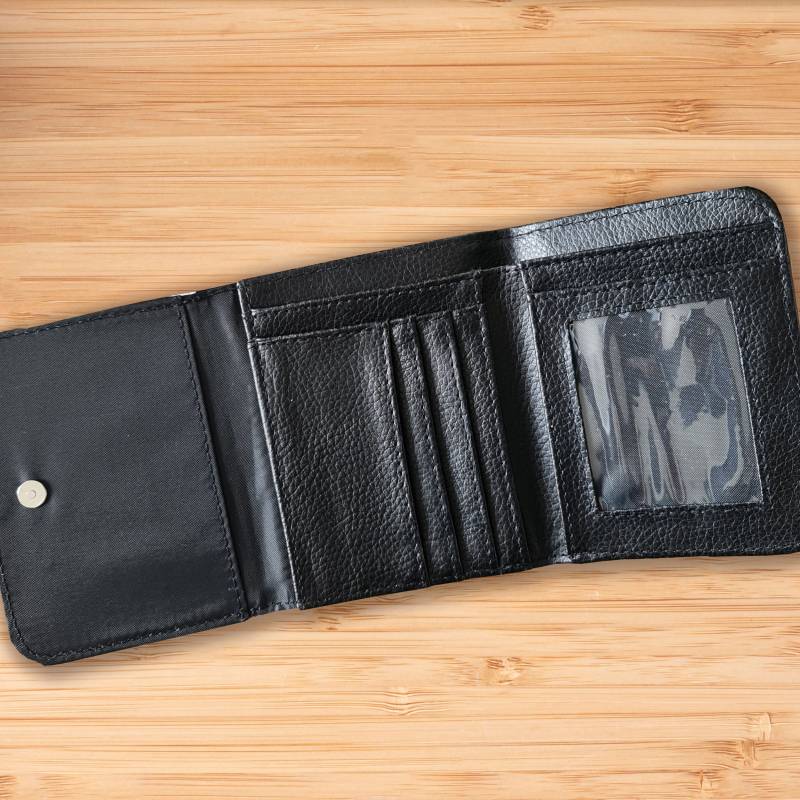 Initial and Name Leaves Wallet - Black