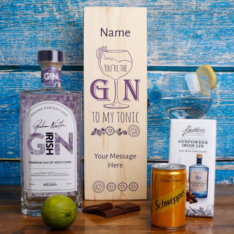 You are the Gin to my Tonic - Personalised Wooden Gin Box