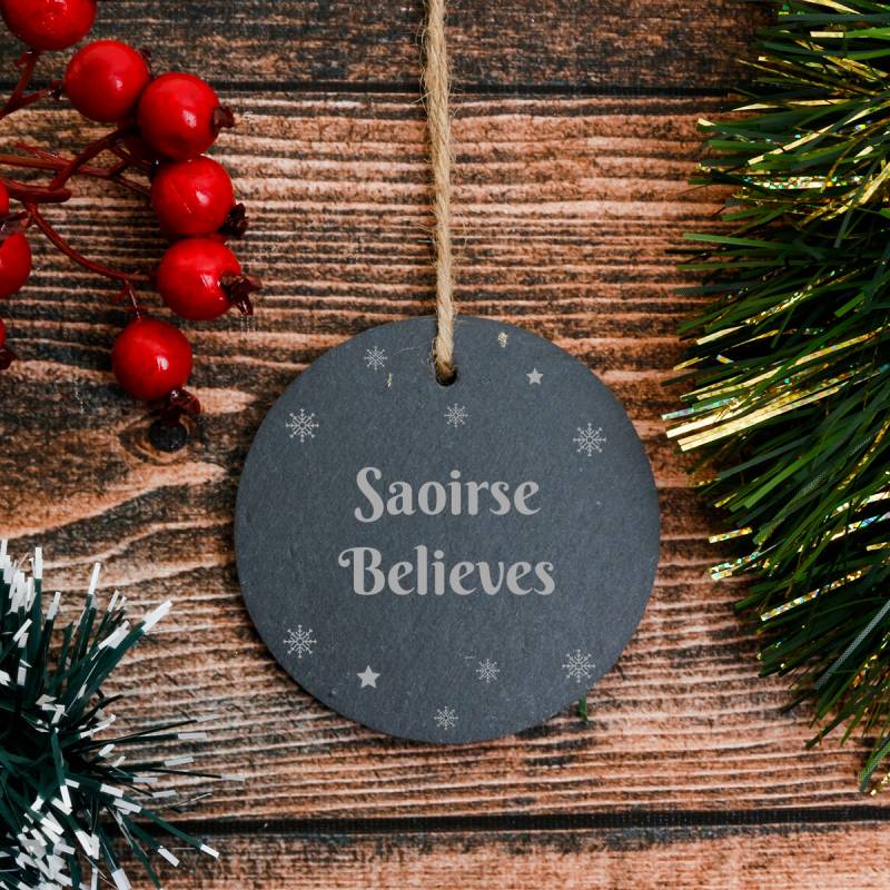 Any Message - Personalised Round Slate Hanging Decoration