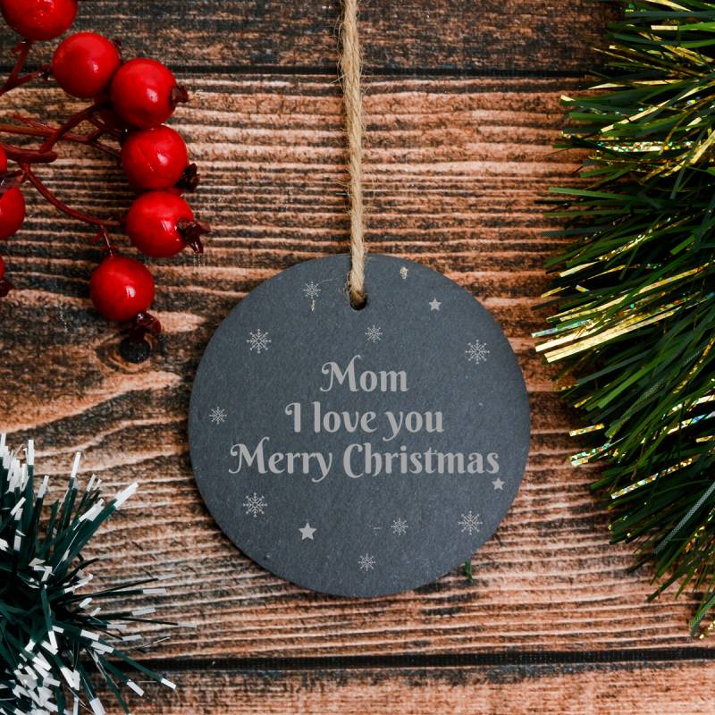 Any Message - Personalised Round Slate Hanging Decoration