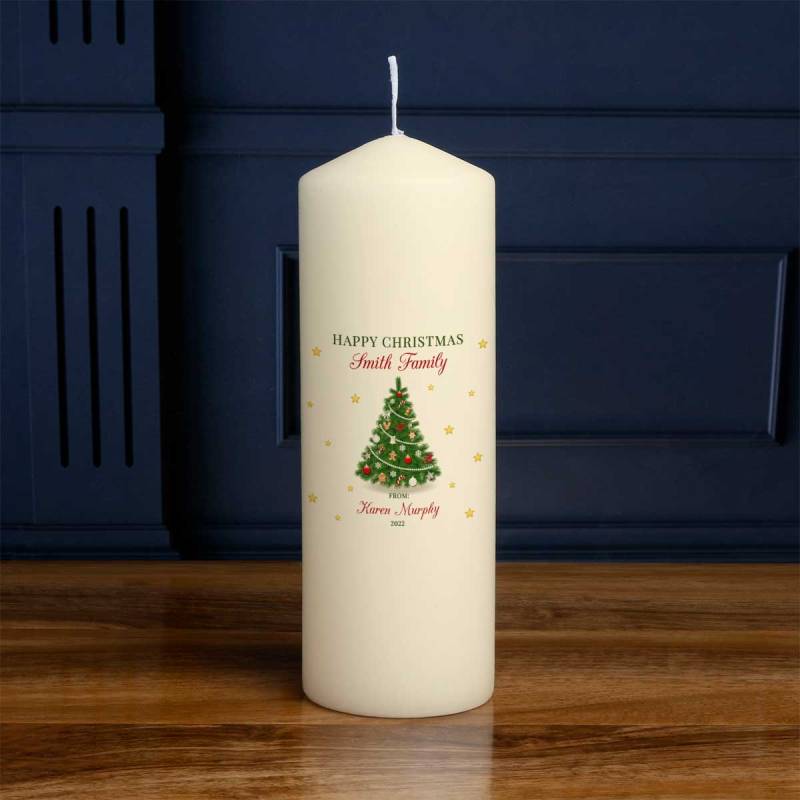 Happy Christmas Xmas Tree - Personalised Candle