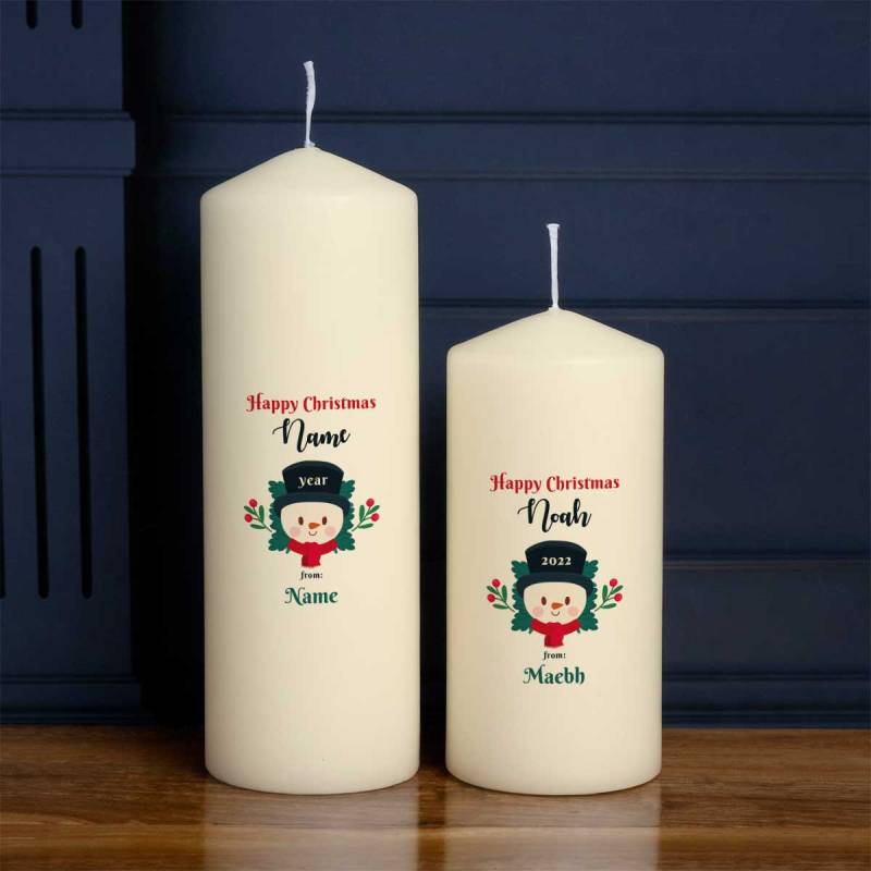 Happy Christmas Snowman - Personalised Candle