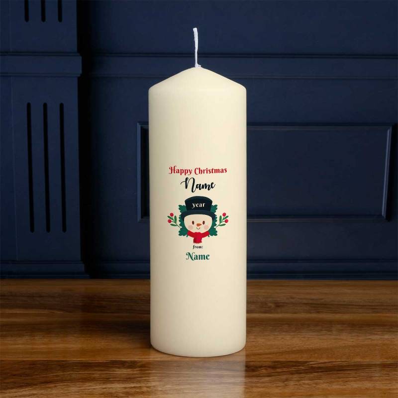 Happy Christmas Snowman - Personalised Candle