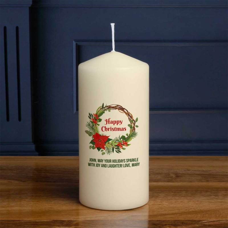 Any Message Christmas Wreath - Personalised Candle