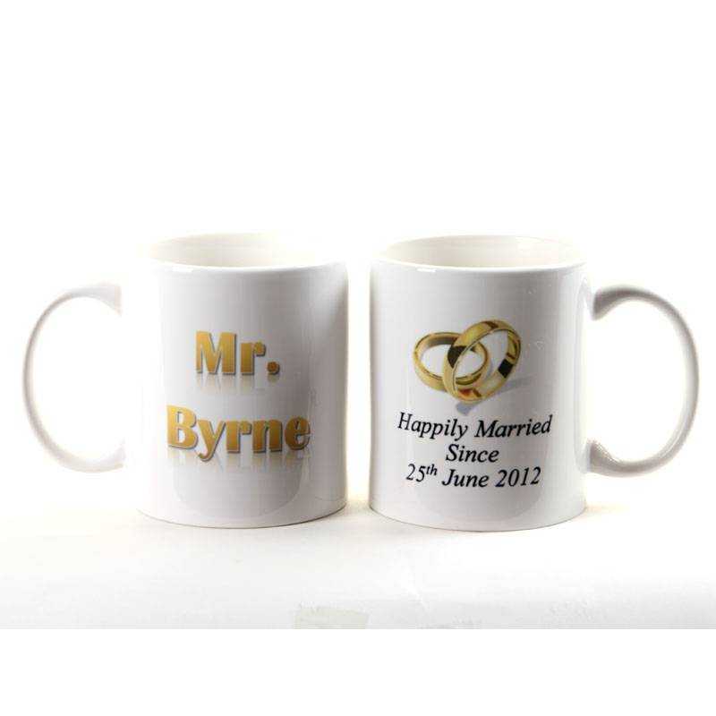 Mr and Mrs Happily Married Personalised Mugs