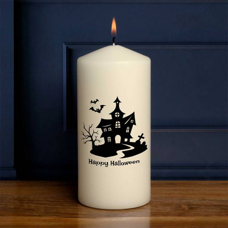 Haunted Castle Silhouette - Personalised Candle