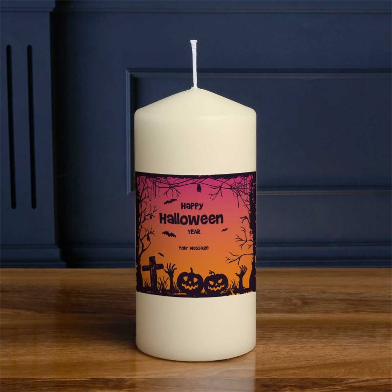 Happy Halloween Silhouette - Personalised Candle