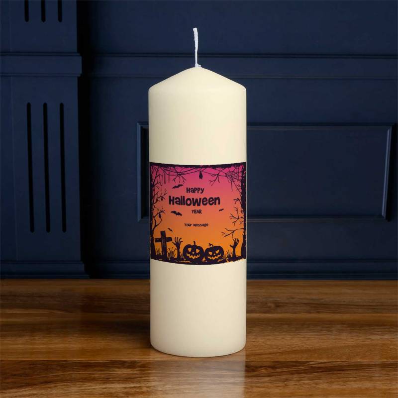 Happy Halloween Silhouette - Personalised Candle