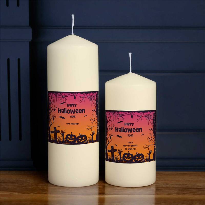 Happy Halloween Silhouette - Personalised Candle