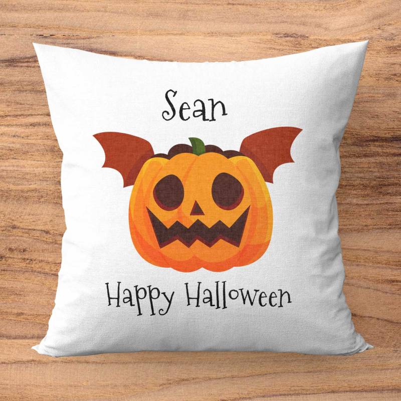 Pumpkin Bat Wings Personalised Cushion Square