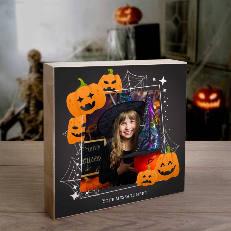 Any Photo And Message Pumpkin Wooden Photo Block