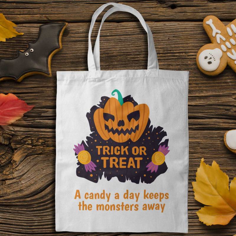 Trick Or Treat Pumpkin Personalised Tote Bag