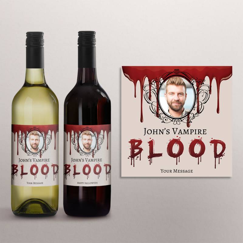 Any Photo And Name's Vampire Blood - Personalised Wine