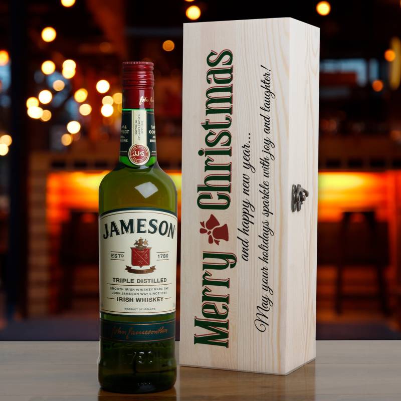 Merry Christmas - Personalised Whiskey Wooden Box