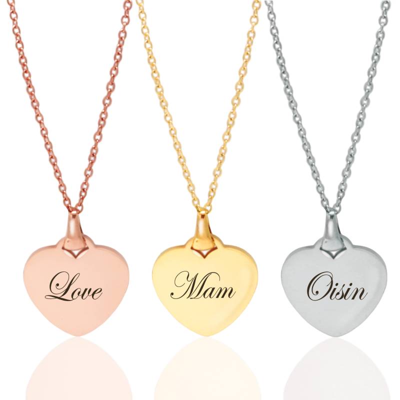 Personalised Heart Pendant Engraved Necklace