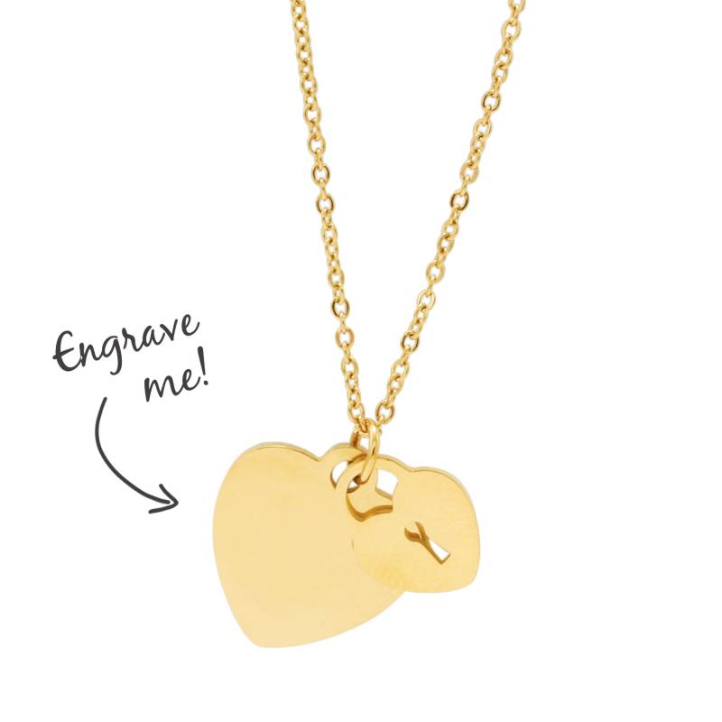 Personalised Heart & Locker Pendant Engraved Necklace