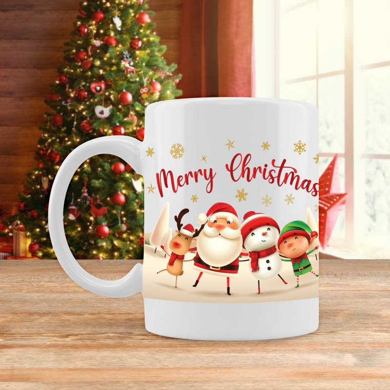 Any Name and Message Christmas Mug Santa's Friends - Personalised Mug